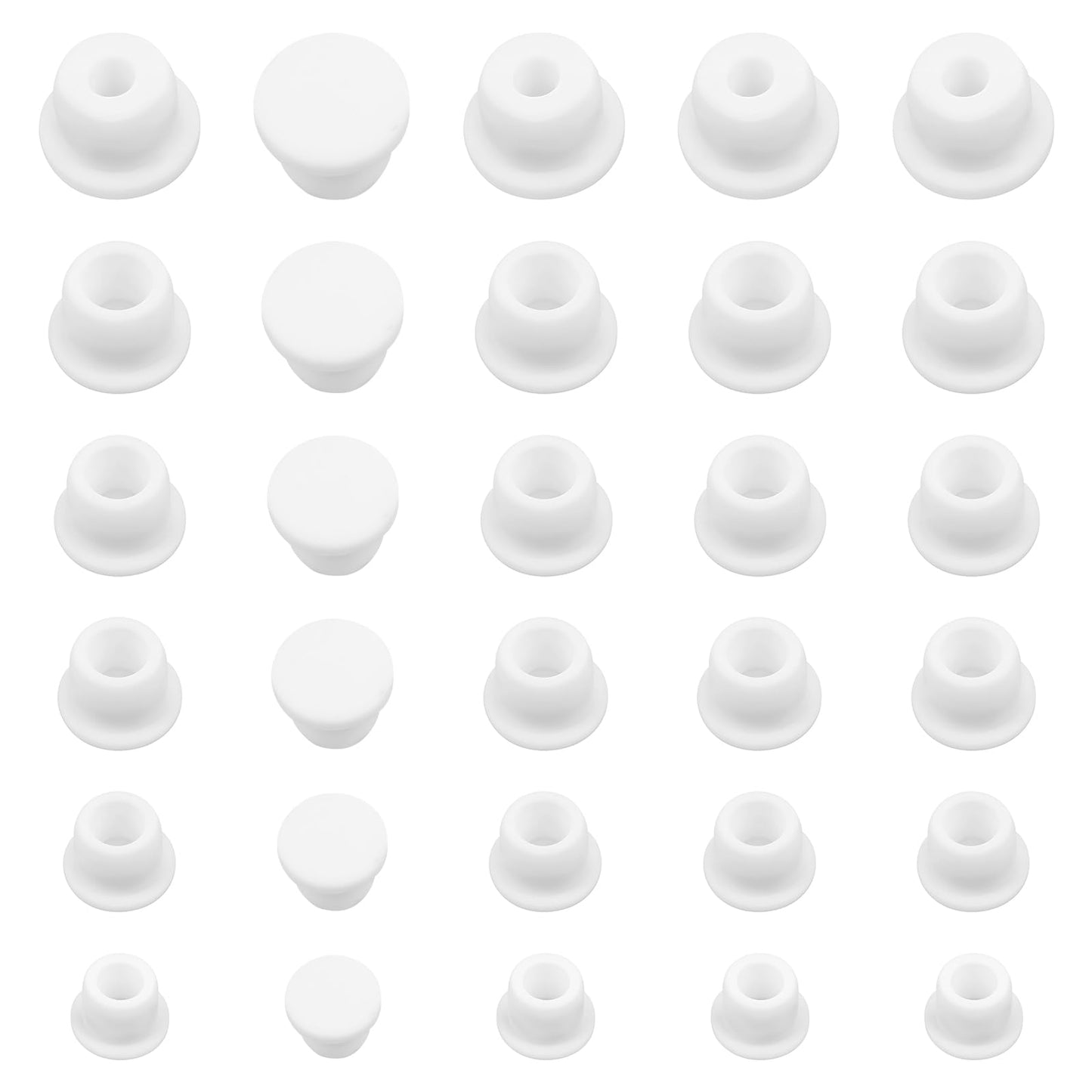 30 Pcs Salt and Pepper Stoppers Plugs Silicone Salt Shaker Stopper Plug Bottle Stopper Soft Shaker Plug Replacement Reusable Stoppers Plugs for Pots Bottles Home Kitchen (8/9.5/11.5/12.5/13.5/15 mm)