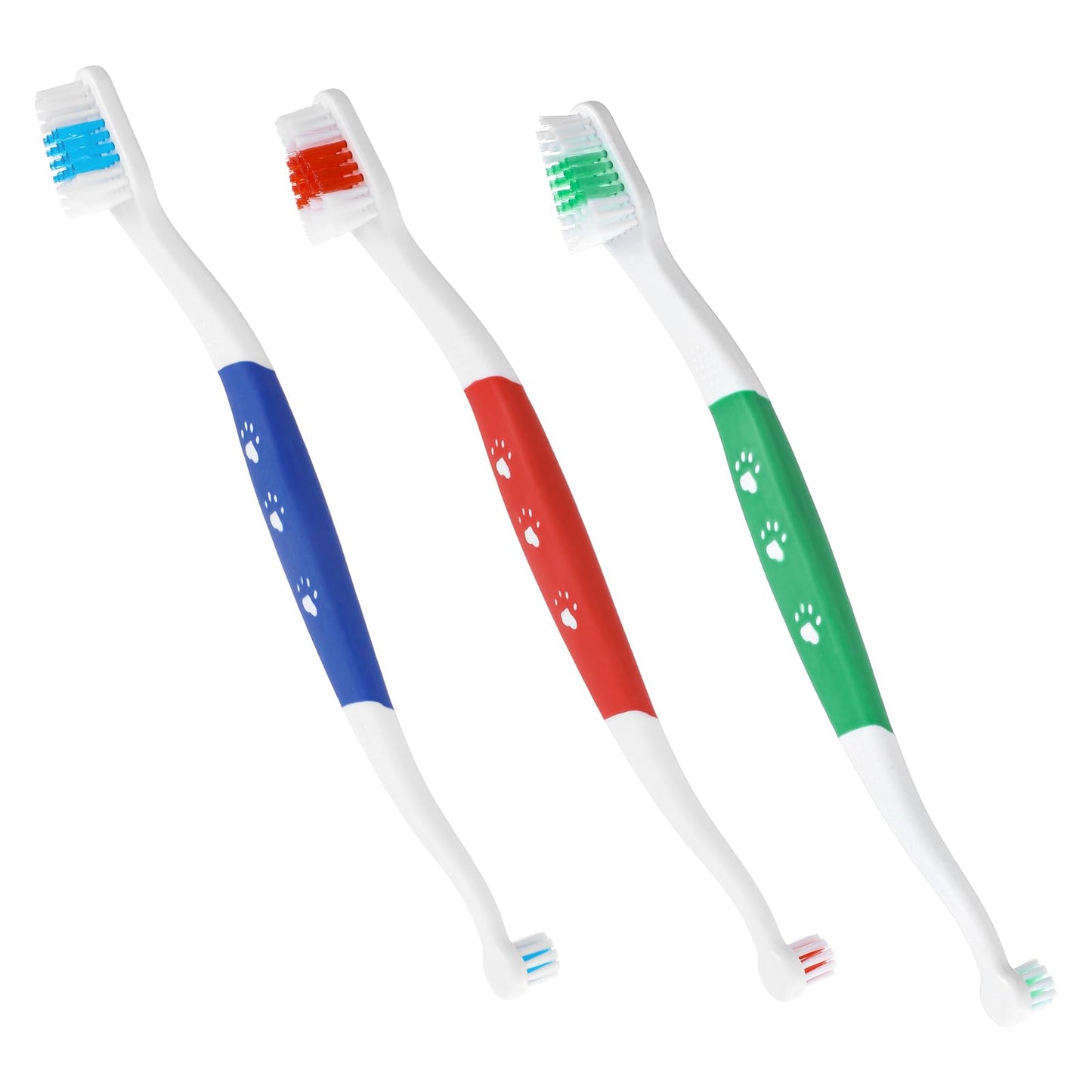 3 PCS Toothbrush Dog Dual Head Puppy Toothbrushes Puppy Toothbrush Cat Tooth Brush Non Slip Dog Toothbrushes Long Handle Soft Grooming Pet Dental Brushes 360 Easy Teeth Cleaning and Dental Care