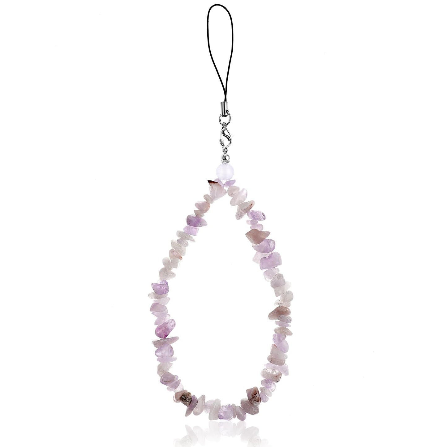 Ouligay Beaded Phone Charm Crystal Wrist Strap Natural Colourful Stone Phone Lanyard Handmade Crystal Mobile Phone Bead Chain Keychain Anti-Lost Phone Beaded Wristlet String For Women Girl