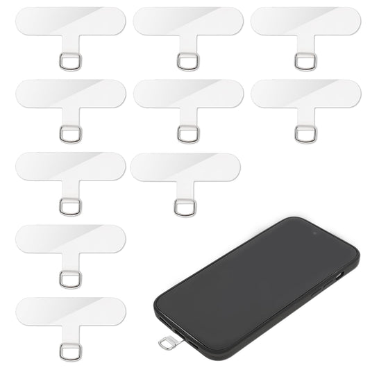 10Pcs Transparent Phone Tether Tab, Mabo Plastic Phone Tether Tab Universal Phone Lanyard Patch with Metal Rings Oval Phone Lanyard Tab for Most Smartphones