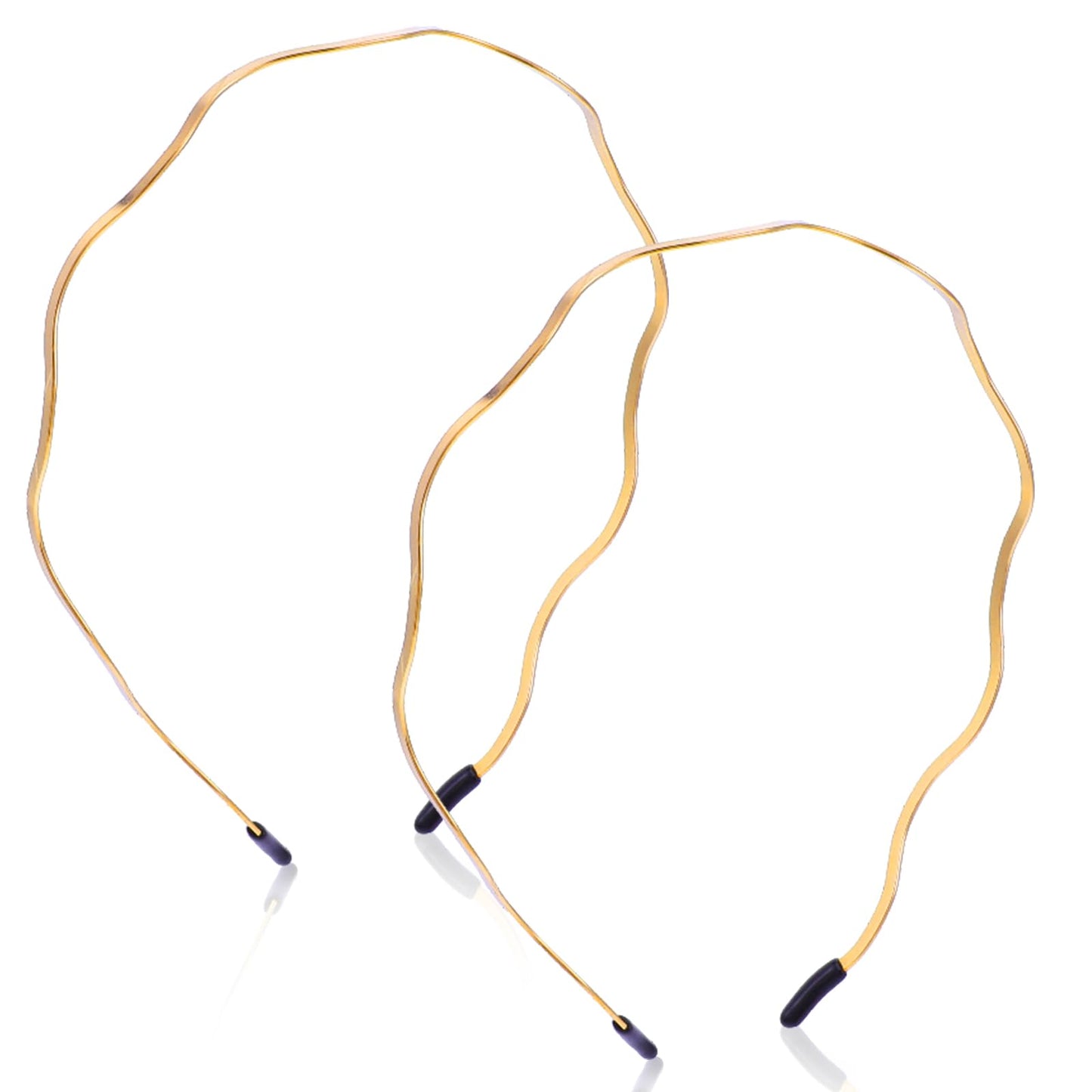 Tyqour 2Pcs Gold Wavy Headband Metal Hair Band Cute Thin Headbands Hair Hoop Hair Styling Accessories for Women Teen Girls