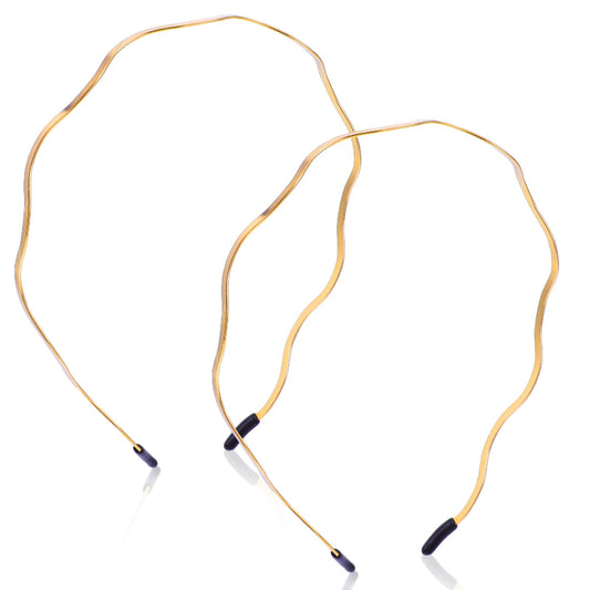 Tyqour 2Pcs Gold Wavy Headband Metal Hair Band Cute Thin Headbands Hair Hoop Hair Styling Accessories for Women Teen Girls