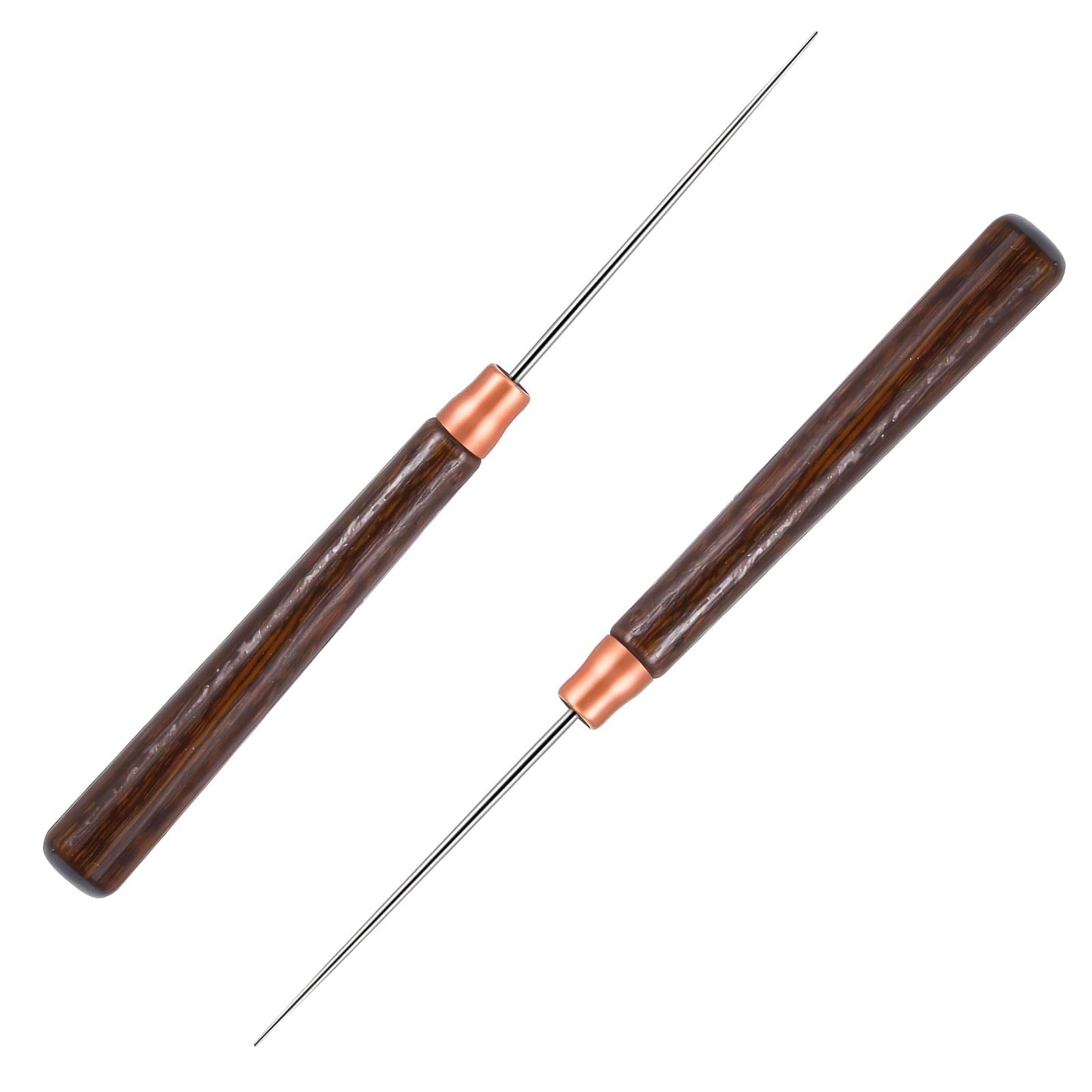 Scratch Awl Tool 2 Pcs Wooden Handle Scratch Awl Leather Awl Punch Tool Sewing Awl Repair Tool for Leather Craft Leather Scratch Awl Tailors Awl for Fabric Hole Punching Stitching Repair DIY Craft