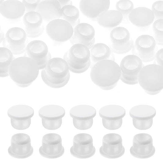 20 PCS Rubber Plugs for Round Holes White Silicone Snap In Locking Hole Plugs Silicone Round Snap In Type Locking Furniture Hole Plug Rubber Hole Plugs Protective Cover Cap (Fit 13-14mm Hole Diameter)