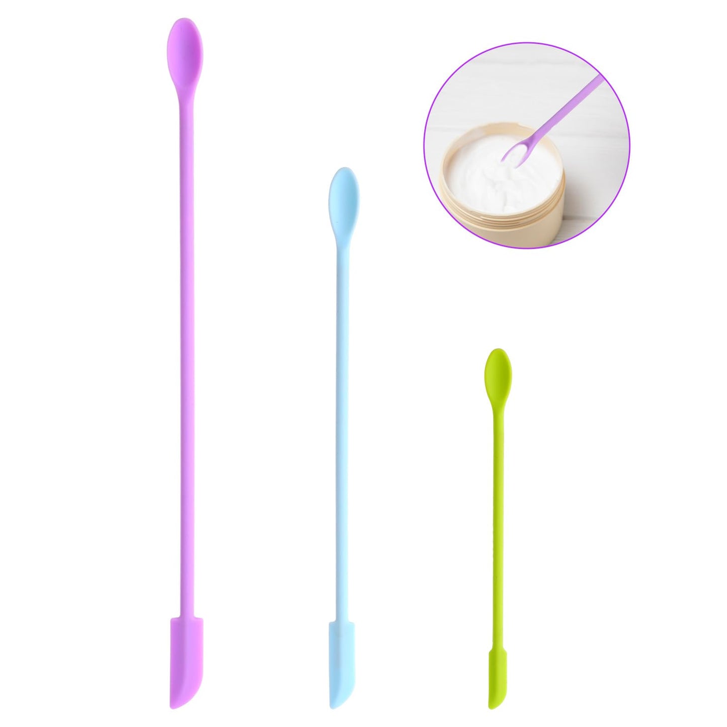 3 Pcs Mini Silicone Spatula Thin Spatula Cosmetic Spatula Jar Scraper for Makeup Narrow Bottle Tiny Spatulas Reusable Beauty Spatula for Cosmetics Cooking Baking Kitchen Gadgets Bottles