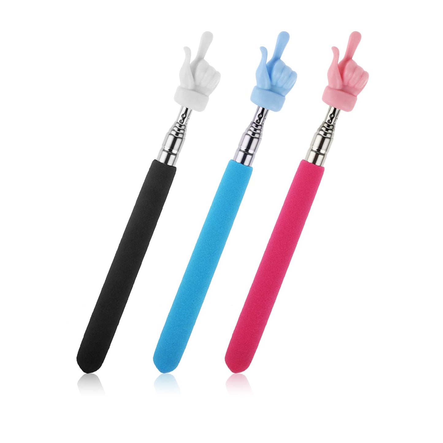 Mabor 3pcs Teacher Pointer Stick finger,Extendable Pointer Finger Pointer Stick,Telescopic pointer Stainless Steel for Teaching Aid(Blue Black Magenta)