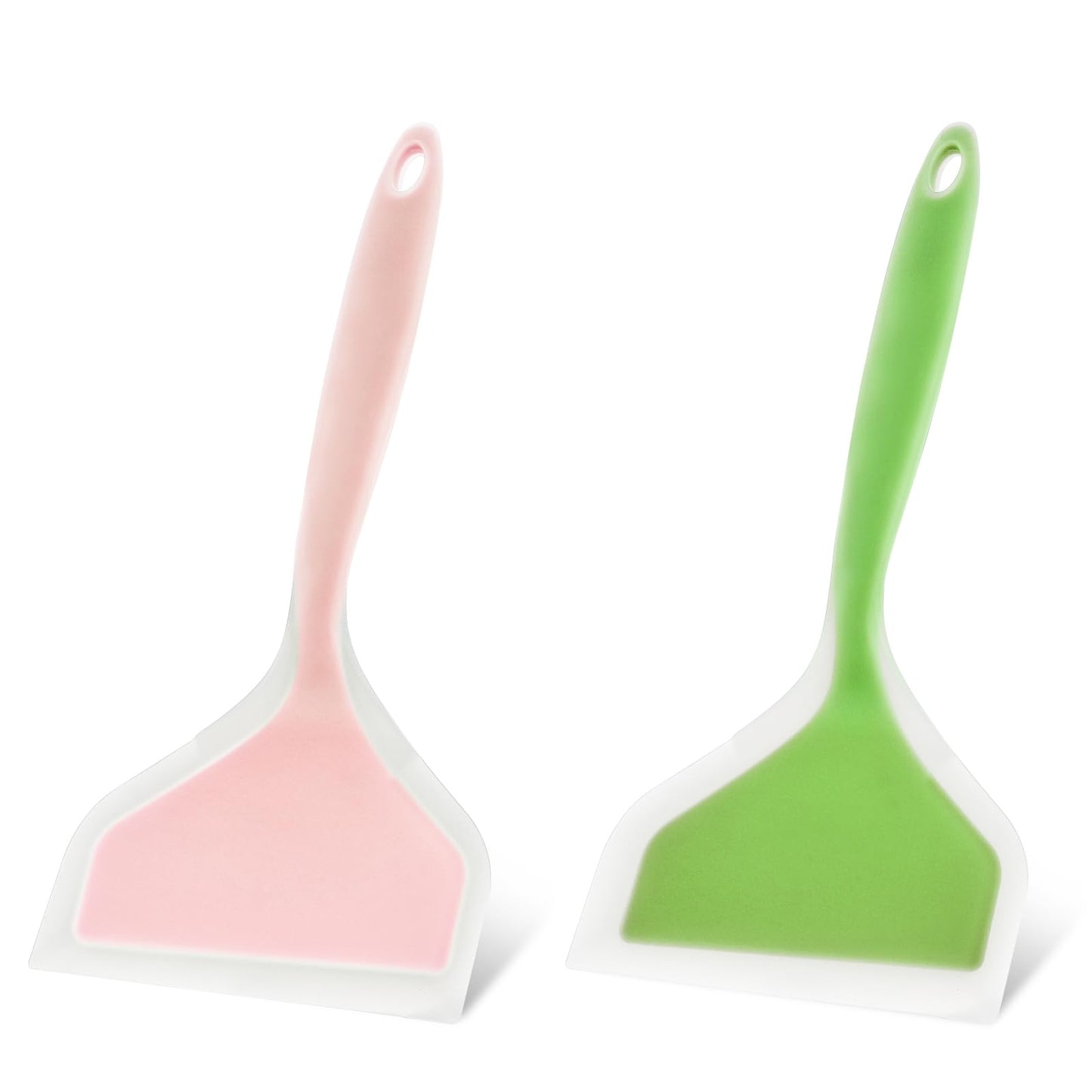 2 PCS Pancake Spatula Silicone Pancakes Shovel Wide Silicone Spatula Heat Resistant Silicone Spatula Set Flexible Turner with Short Handle Kitchen Flipper Spatulas for Cooking Eggs Pizza and Steak