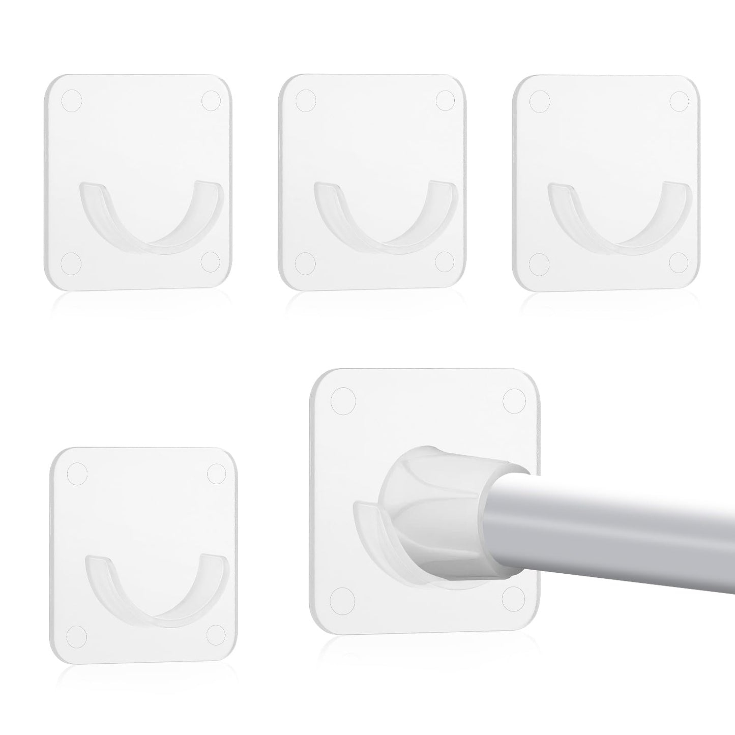Shower Curtain Holder for the Wall 4 Pack Adhesive Shower Curtain Rod Holder No Drilling Shower Curtain Holder No Slippage Wall Mount Retainer Shower Rod Transparent Tension Bracket (Not Included Rod)