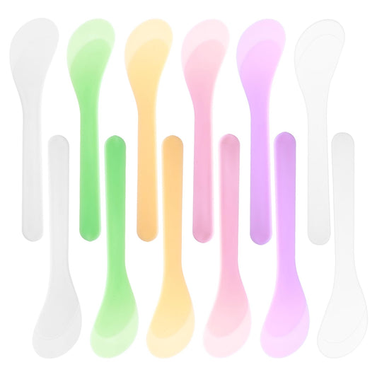 12 PCS Cosmetic Spatula 4.92"× 1.02" Random Color Face Mask Plastic Spoon Beauty Spatulas for Creams Facial Maks Skin Care Spoon Disposable Makeup Spatulas for Lotions Moisturizers DIY Mixing Sampling