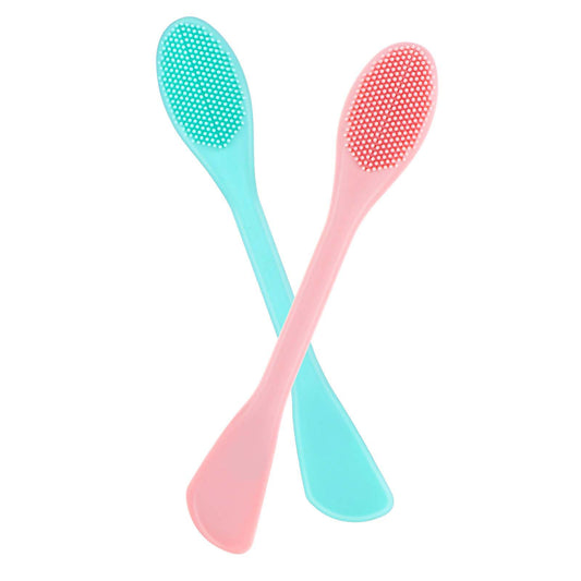 2Pcs Silicone Face Mask Applicator Facial Cleansing Brush 2 In 1 Flexible Spatula Mask Applicator Tool For Exfoliating Massaging Remove Blackheads Makeup Skincare Applicator Body Lotion Diy Mask