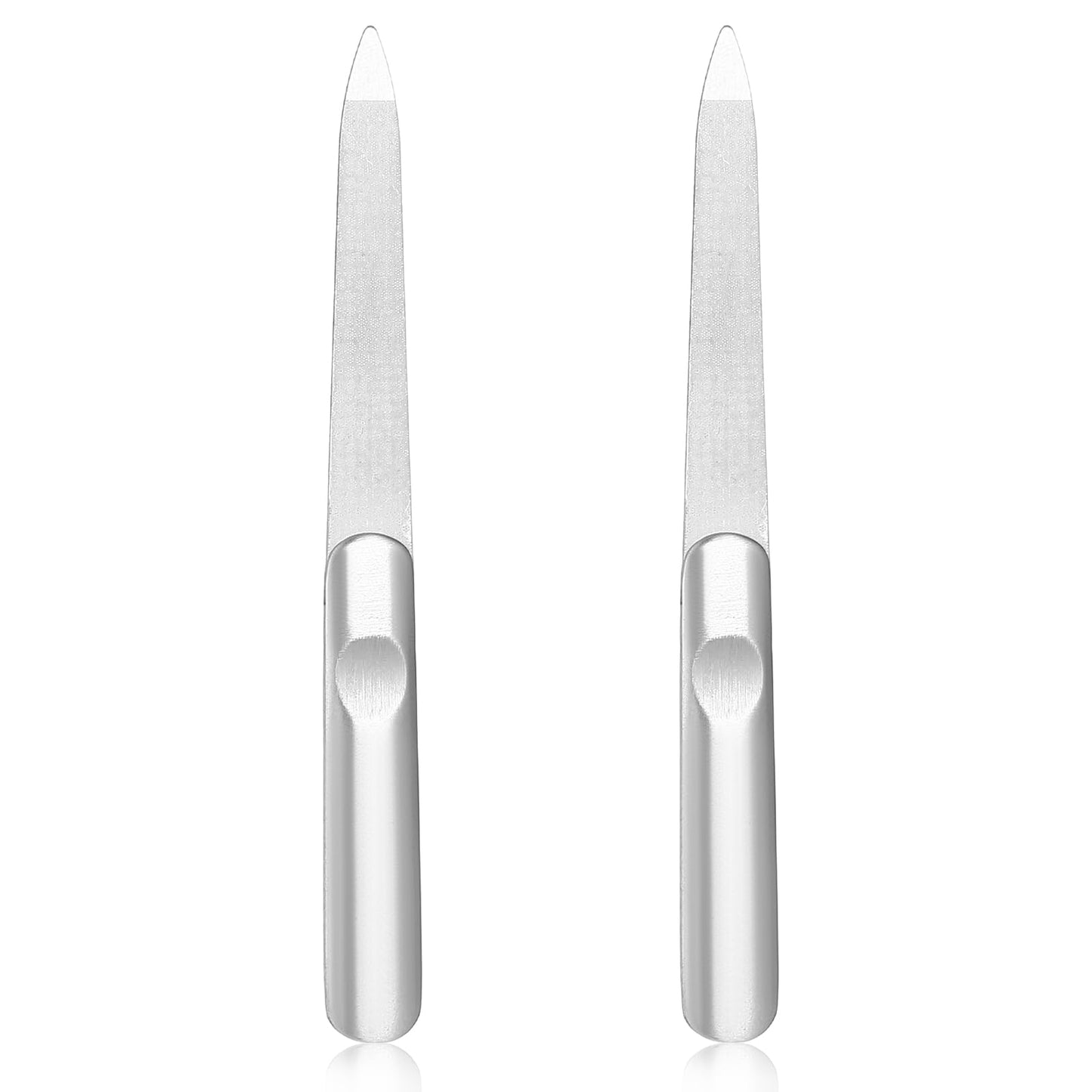 Nogeqi 2PCS Stainless Steel Diamond Nail File, Metal Nail Files for Natural Nails Double Sided Precision Fingernail Files for Women Men Professional Toenail File Care Tool