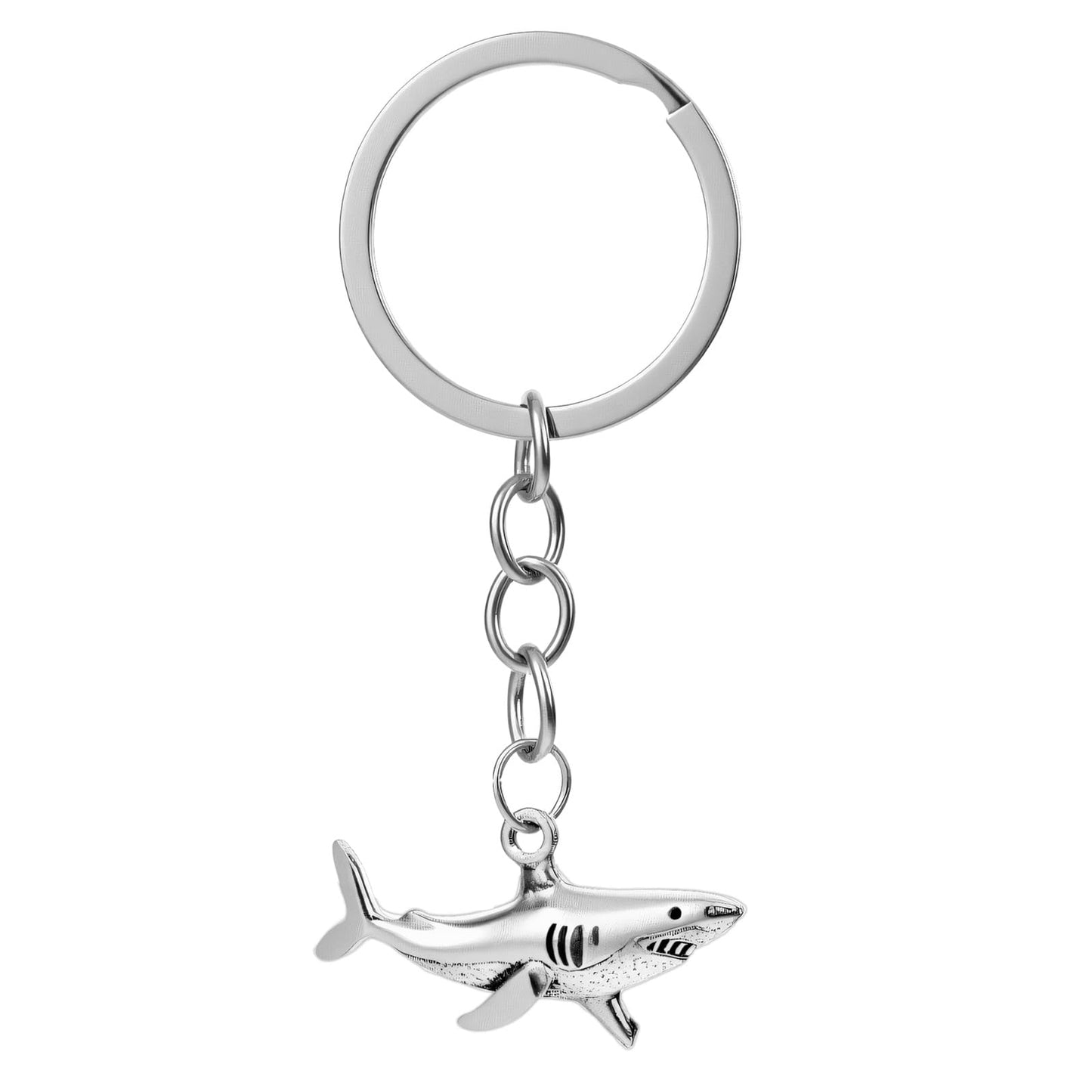 Mabor Metal Shark Keychain - Cool Shark Gifts for Men, Women, Ocean Enthusiast Accessory for Backpack, Bag Charm, Birthday Present