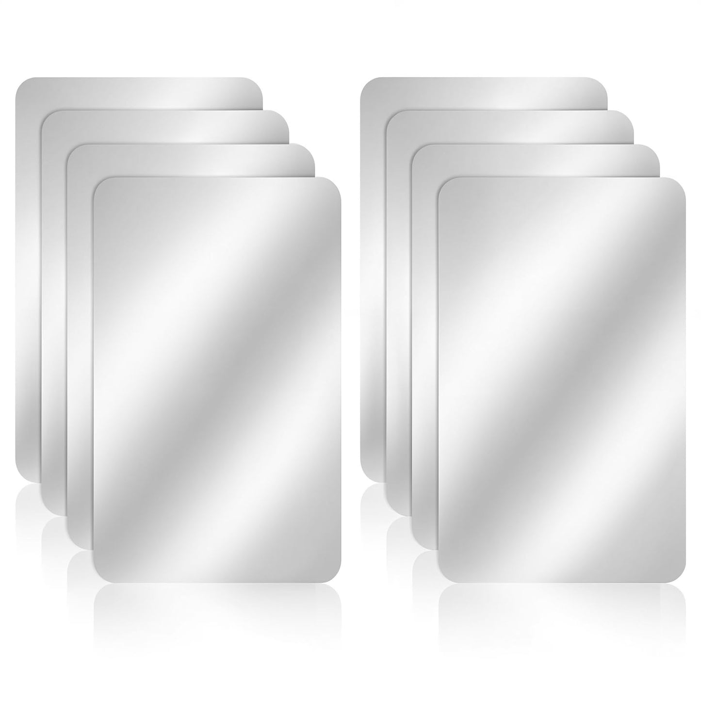 Acrylic Mirror Tiles 8 Pack Wall Flexible Mirror Sheets Self Adhesive Mirrors Stickers, Small Square Cuttable Shatterproof Mirrors, Non-Glass, Safety Reflective for DIY Craft Home Wall Decor(4x6 in)