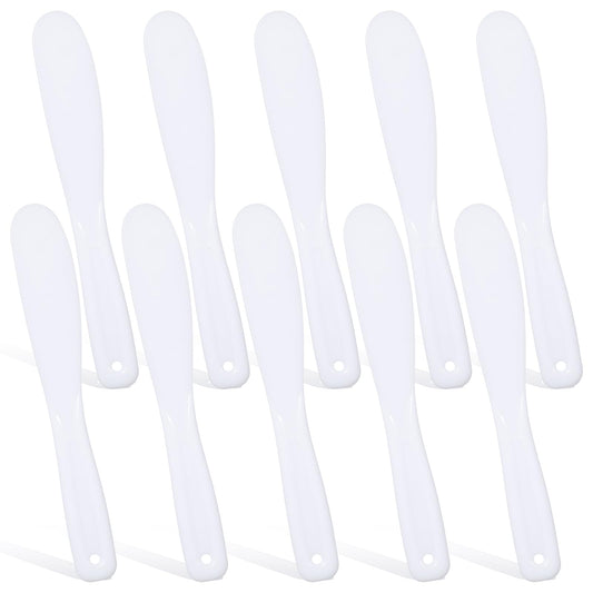 10 PCS Skincare Spatula Plastic Cosmetic Disposable Spatulas for Skincare Cream Spatula Applicator Facial Creams Skin Care Jelly Mask Skincares Lotion Disposable Spatulas(8.07 × 1.22 Inches White)