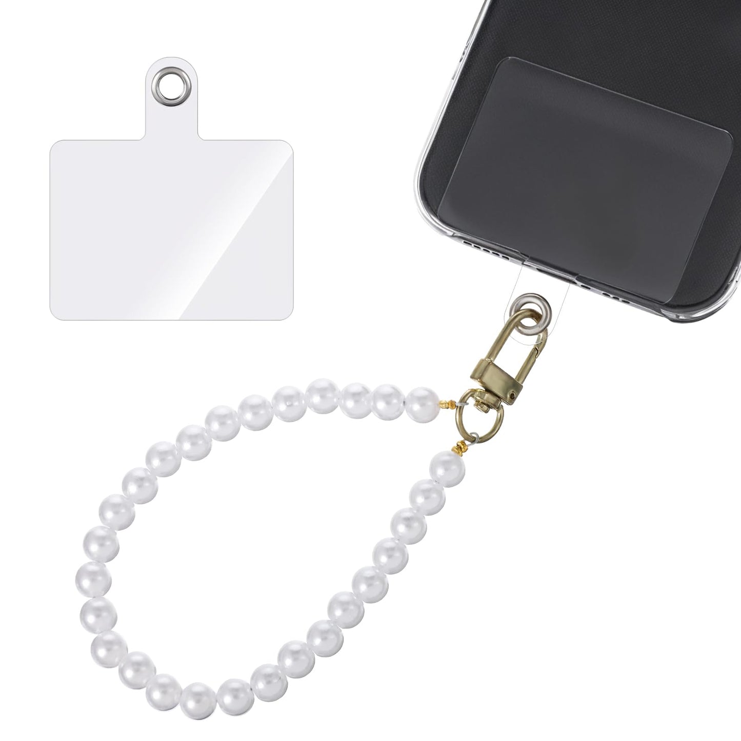 Bremorou Pearl Keychain Wristlet Versatile Faux Pearl Keychain Straps For Women Key Chain & Phone Strap Cute Beaded Wristlet Accessory For Wome Girls Purse Wallet Bag Charm
