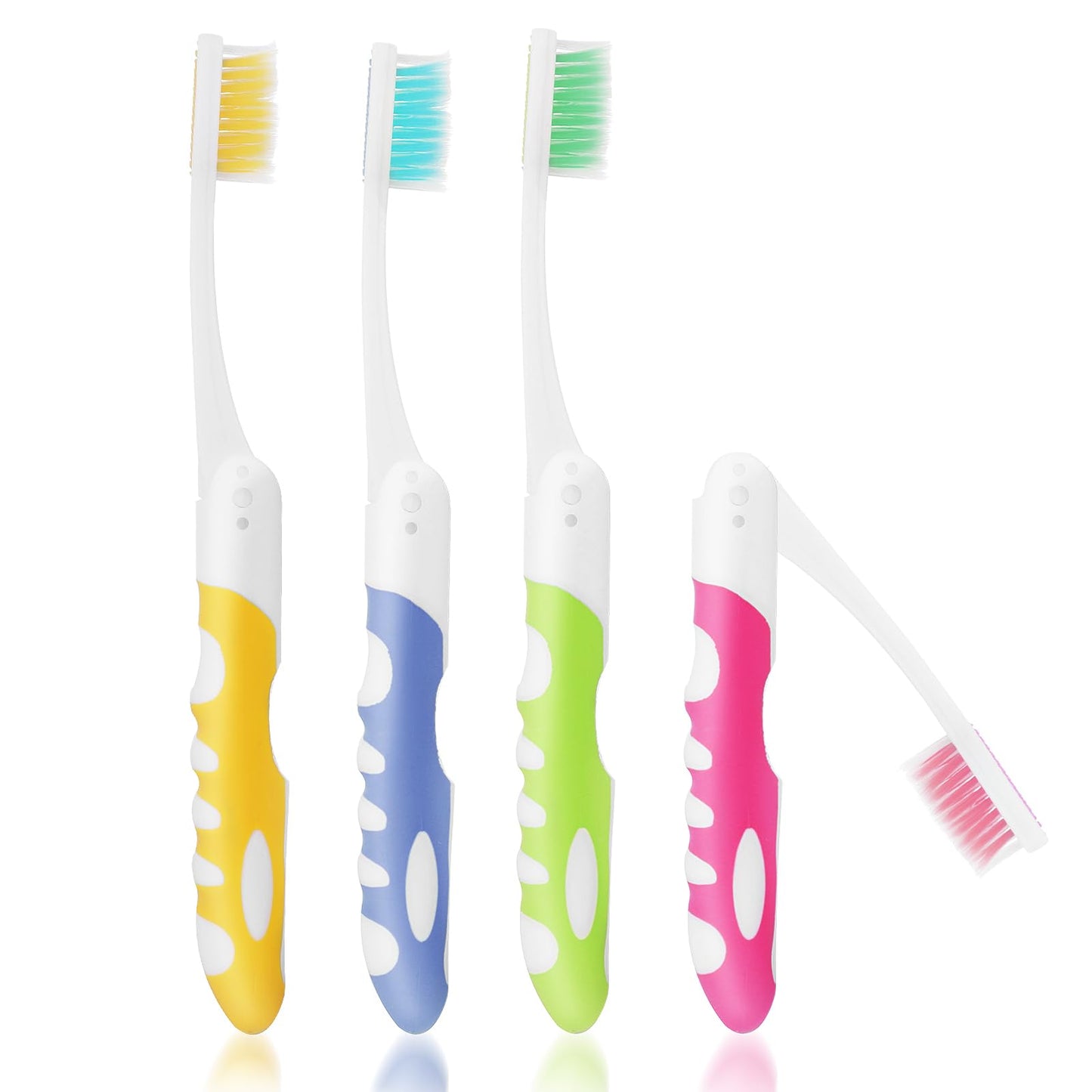 Ouligay 4Pcs Travel Toothbrush Folding Toothbrush Portable Soft Toothbrush Foldable Travel Toothbrushes for Travel Camping Hiking