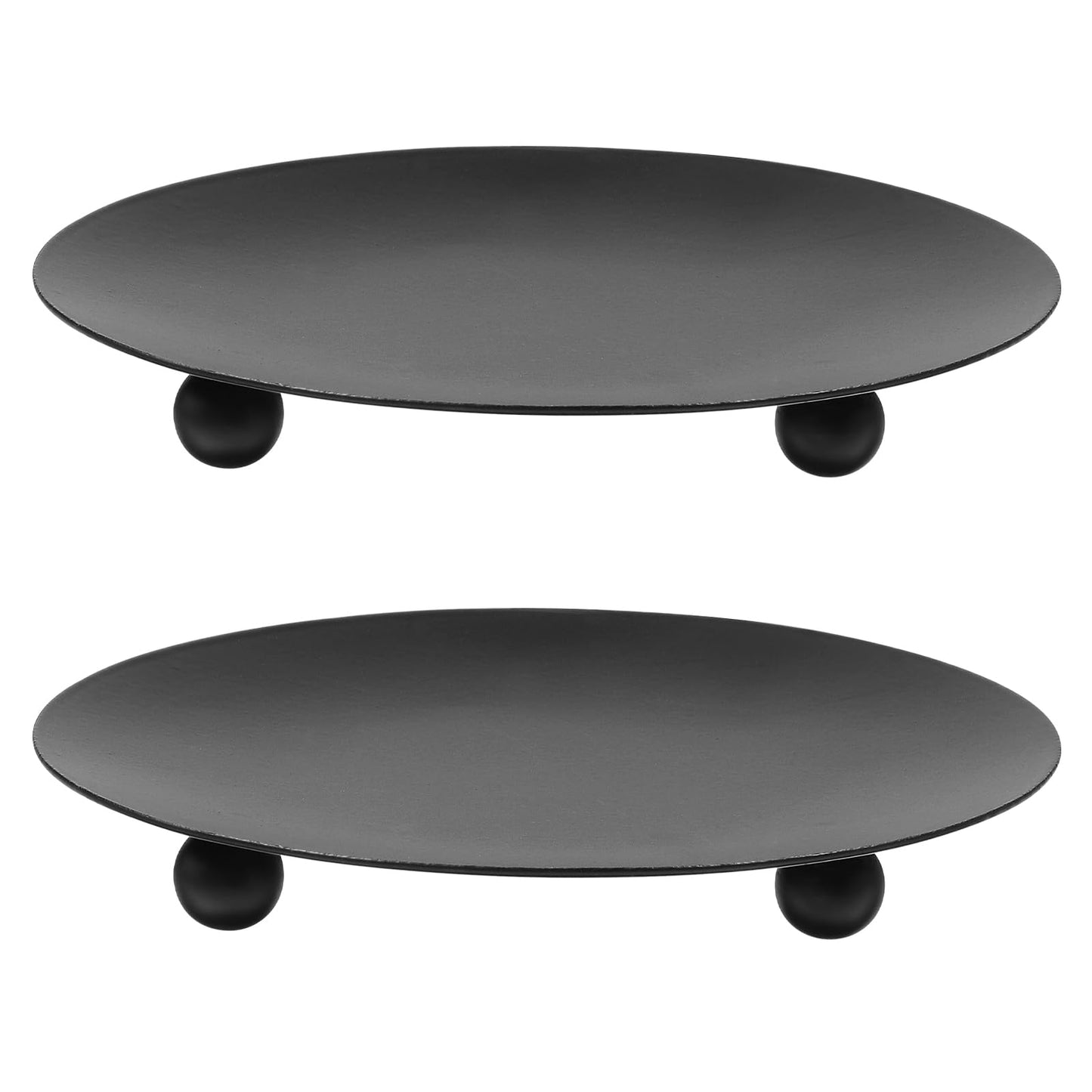 2 PCS Candle Holder Plate Pillar Candle Tray Candle Coaster Decorative Iron Pillar Candle Plate Black Iron Plate Candle Holder for Wax Candles Incense Cones Spa Weddings (3.54 × 3.54 × 0.51 Inches)