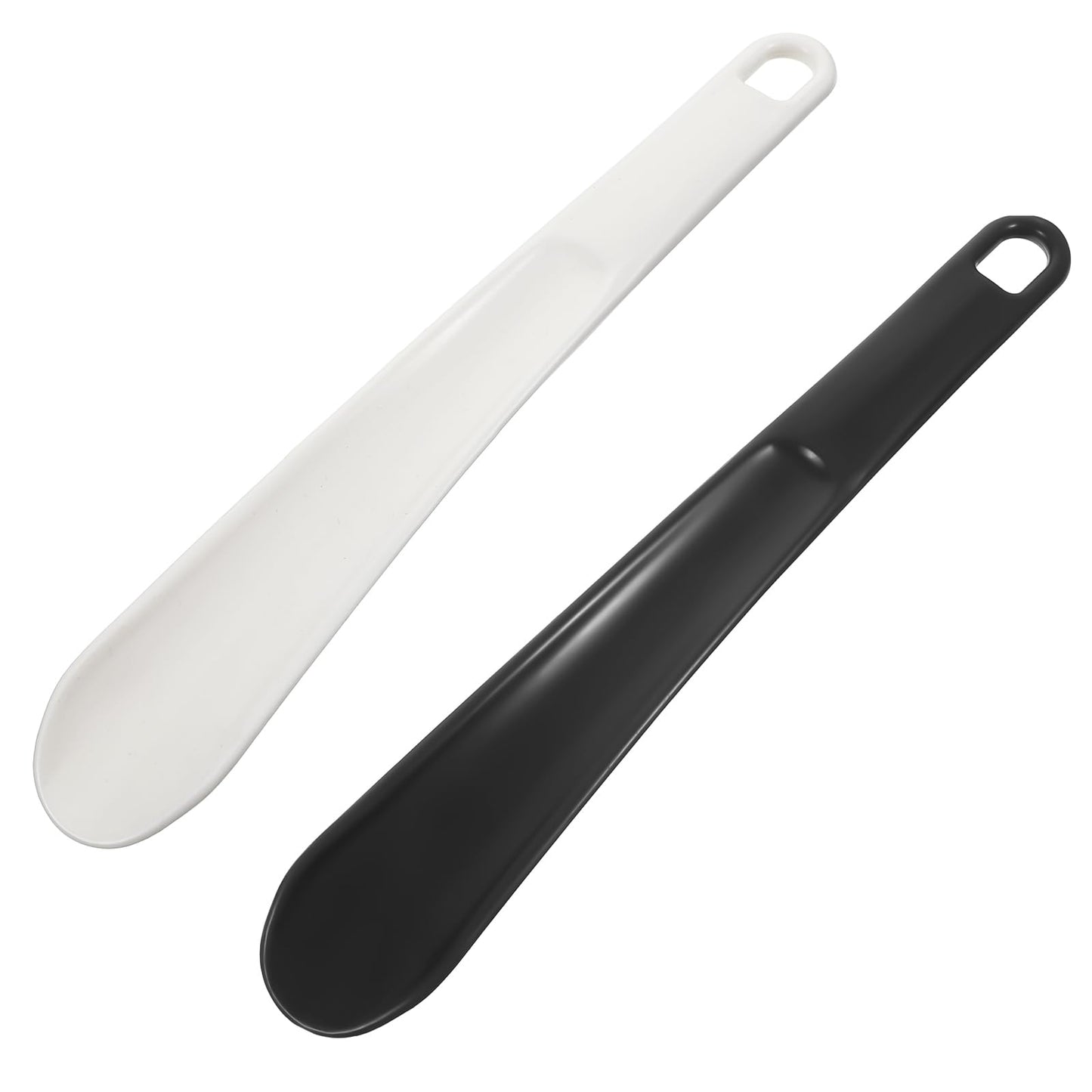 Ymapinc 2-Pack Long Handle Plastic Shoe Horn, Shoehorns for Traveling, Shoe Stick Helpers to Put on Your Ski Boot, Balck and White, One Size
