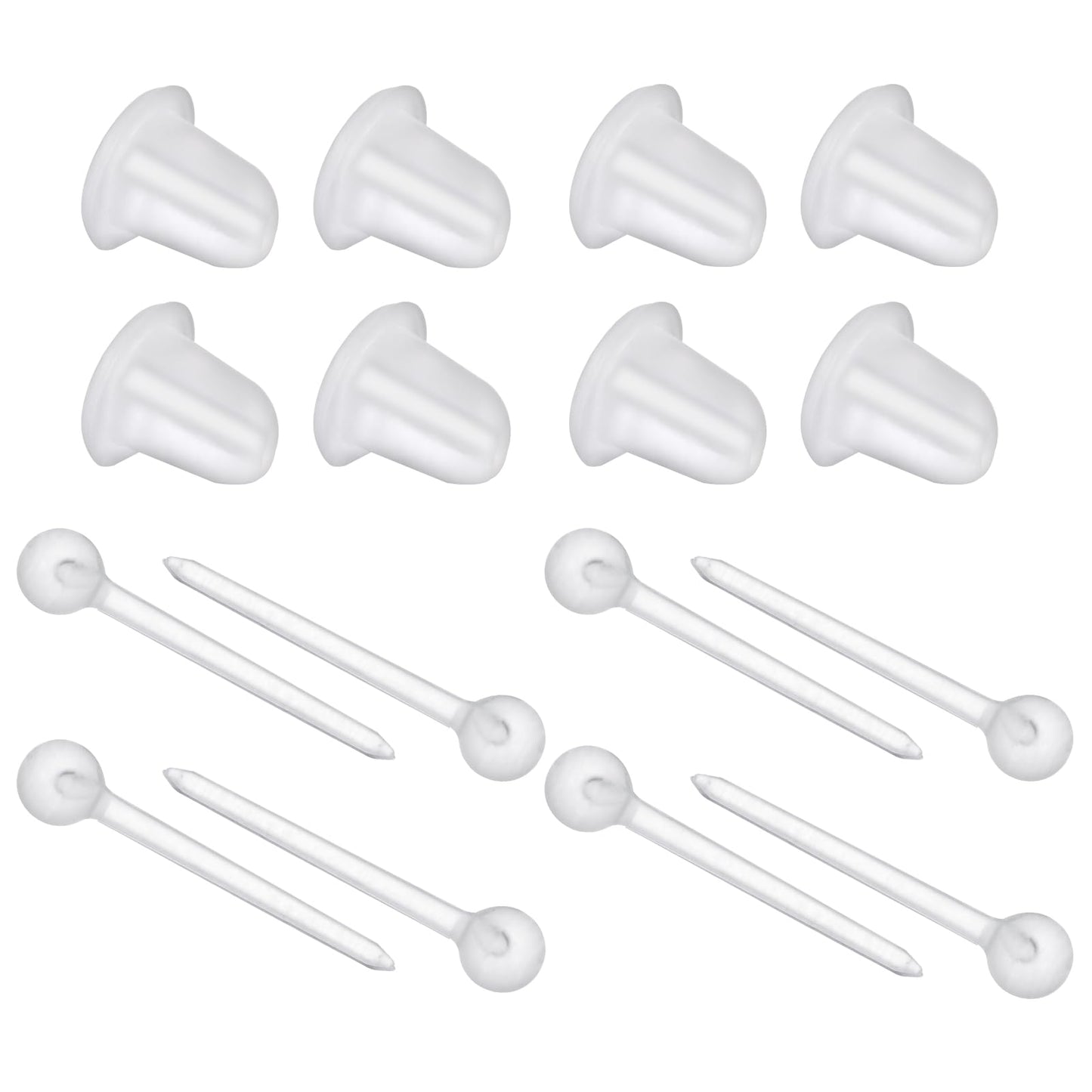200 Pieces 5mm Invisible Pierced Plastic Earrings Clear Earrings for Sports Work Post Earring Back Blank Pins Stud Sensitive Ears Tiny Head Findings for Jewelry Making DIY Supplies
