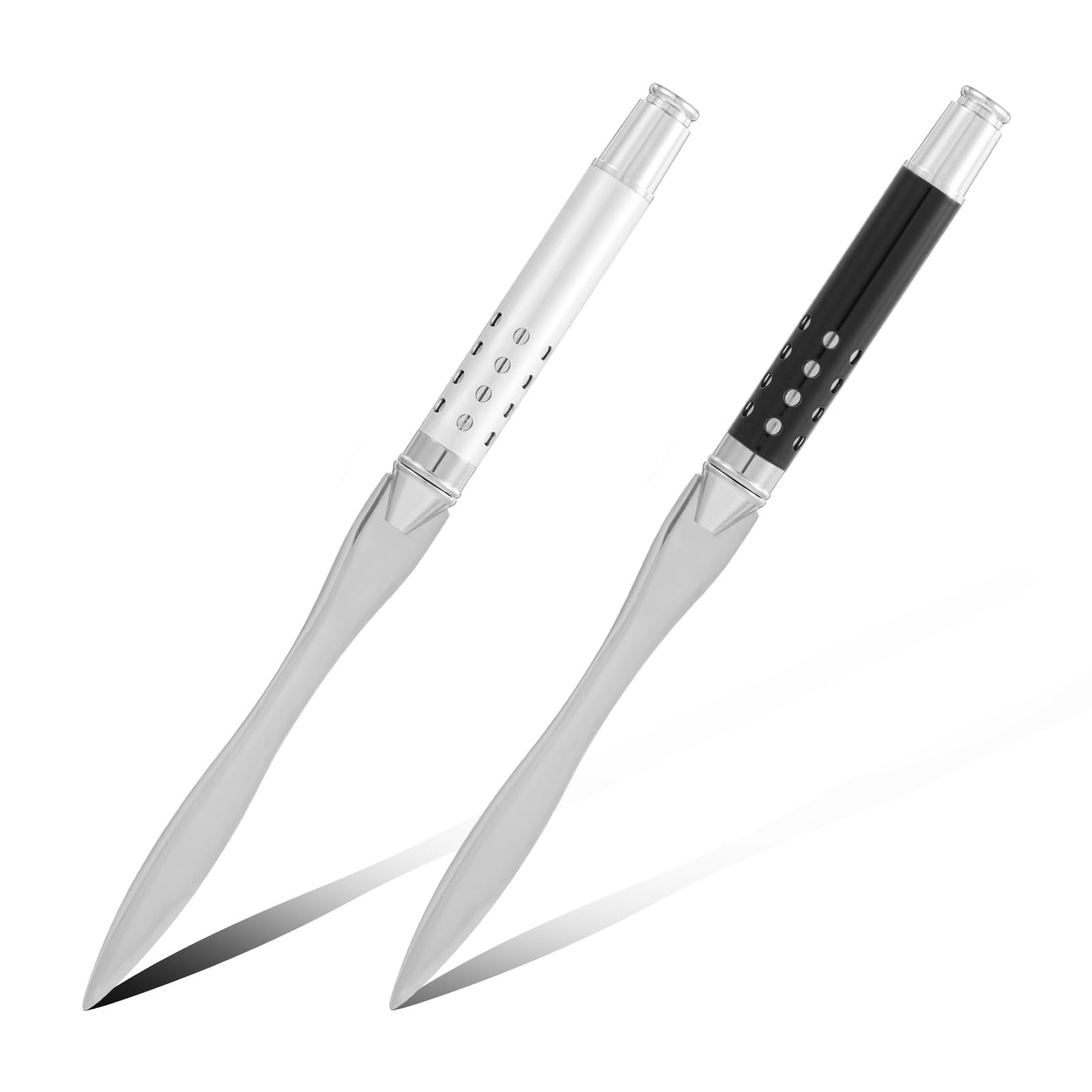 Ouligay Pack of 2 Stainless Steel Letter Openers, 16 cm, Elegant Letter Openers, Metal Envelope Openers, Effortless Post and Parcels Open, Gift for Office, Home, School Supplies (Silver, Black)