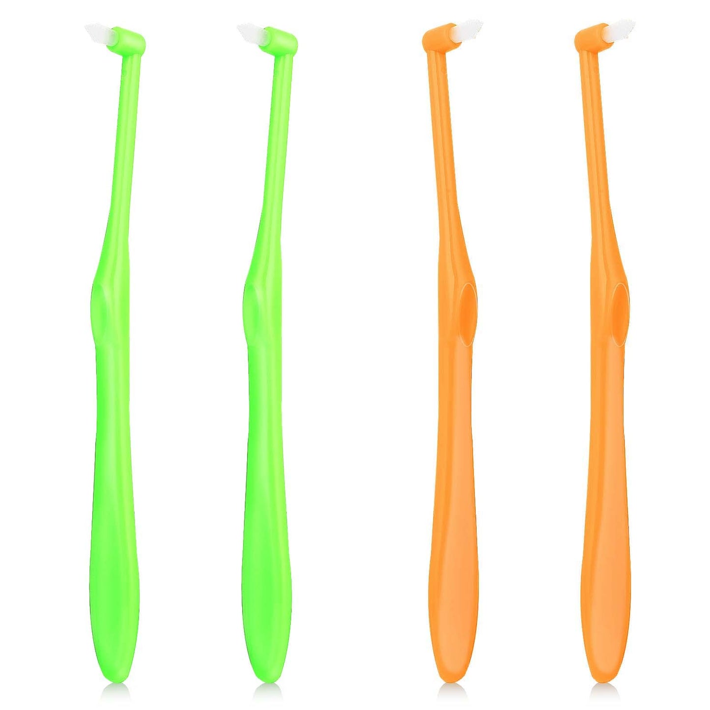 Ouligay 4Pcs Tuft Toothbrush Single Tufted Toothbrush Tufted Brush Interspace Toothbrushes End-tuft Toothbrush Orthodontic Interdental Brush Compact Braces Toothbrush for Detail Cleaning