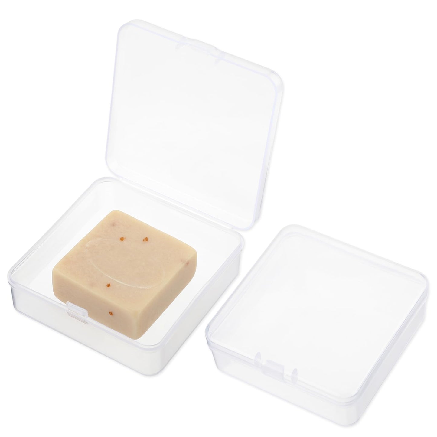 Mabor 2pcs Transparent PP Plastic Travel Soap Dish, Square, 8.6x8.45cm, 41g