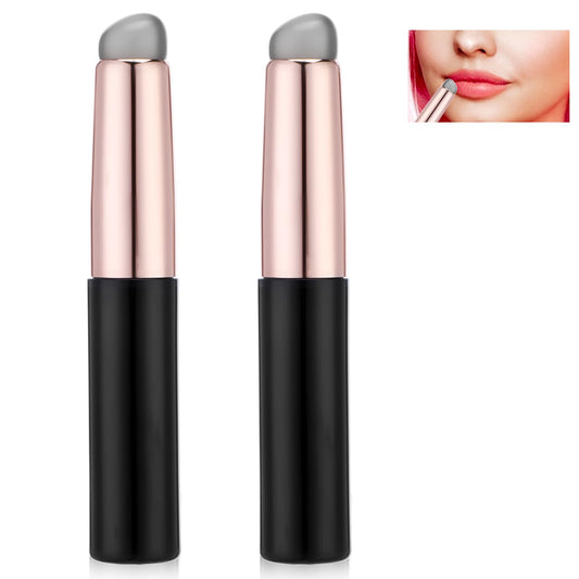 2 PCS Silicone Lip Applicator Black Fingertip Lip Brush Round Head Lip Brushes Applicator with Cap Reusable Lip Mask Balm Applicator Elastic Silicone Brush Set for Lip Balm Lipstick Concealer