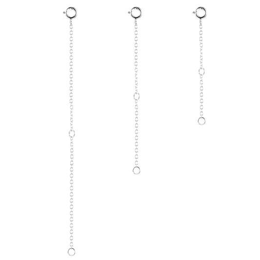 3 Pcs Bracelet Extender Chain Extender Silver Necklace Extenders for Women Anklet Extender Silver Necklace Extender Extension Necklace Bracelet Anklet Jewelry Extension for Women (2 3 4 Inch)