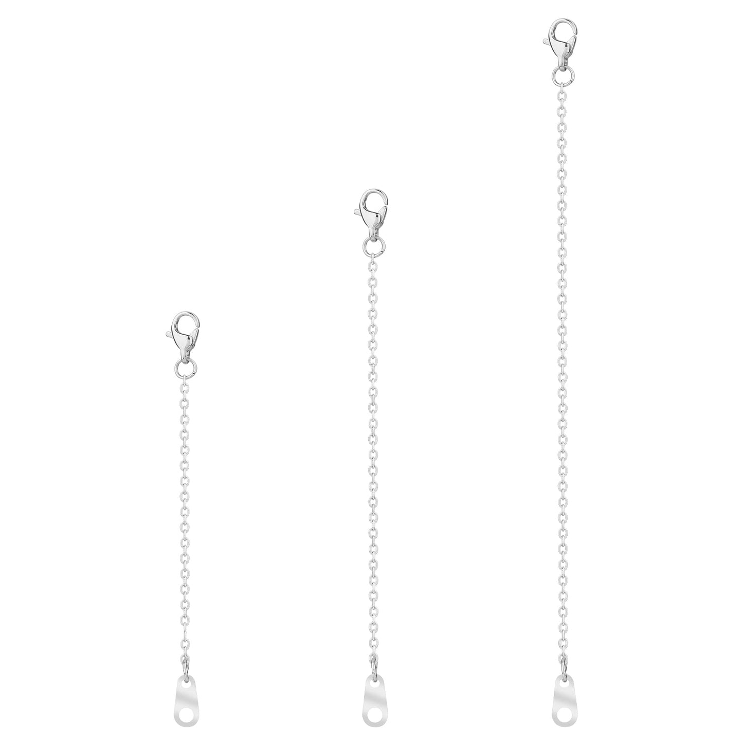3 Size Silver Chain Extender for Necklace Stainless Steel Necklace Bracelet Anklet Extender Extension Chains Thin Necklace Bracelet Anklet Chain Extension for Jewelry Making
