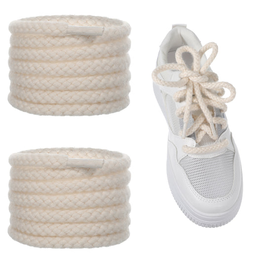 Teaaha Thick Rope Shoe Laces Strings, 55" Length Rope Shoe Laces 10mm Round Thick Rope Shoelaces Replacement Rope Laces Cotton Chunky Twisted Lace Replacement Strings for A F-1 Sneakers(beige)