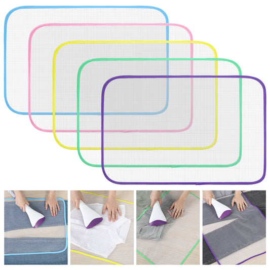 Xinjoduz 5 PCS Pressing Cloth for Ironing Heat Resistant Mesh Ironing Cloth to Protect Clothes Durable Iron Pressing Clothes for Sewing and Iron Fabric Protector(5 Colors 60 ×40 Cm)