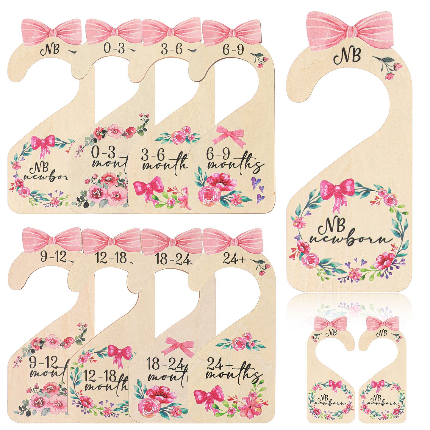 8PCS Baby Closet Dividers, Wooden Baby Clothes Dividers for Closet, Nursery Clothes Size Divider from Newborn to 24 Months for Boho Nursery Decor Birthday Gift