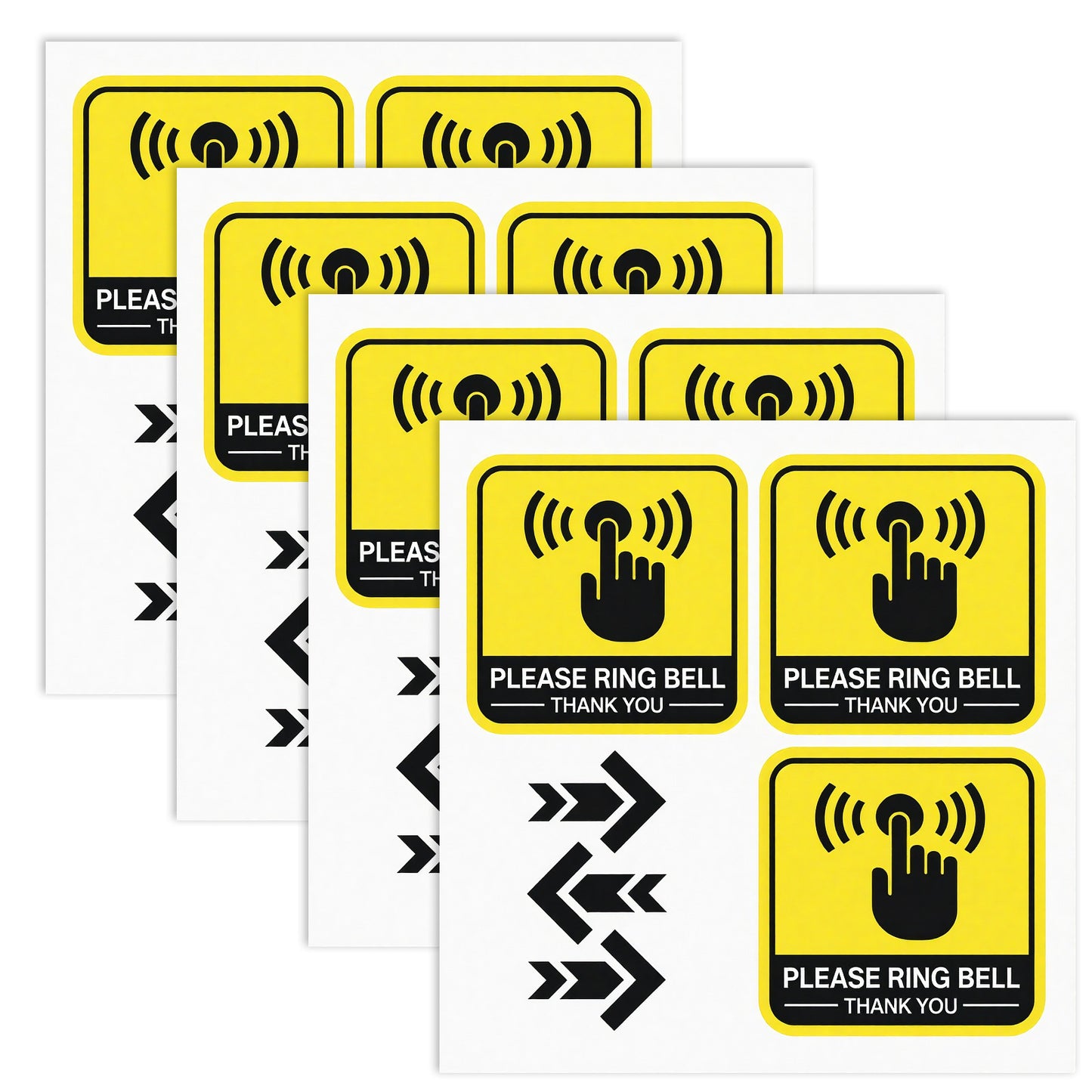 Ymapinc 4PCS Please Ring The Bell Door Sign, 2Inch Self-Adhesive Waterproof Doorbell Sticker, Tiny Stickers with Arrow, Please Ring The Bell Sign for Home/Business/Office Outdoor Decal