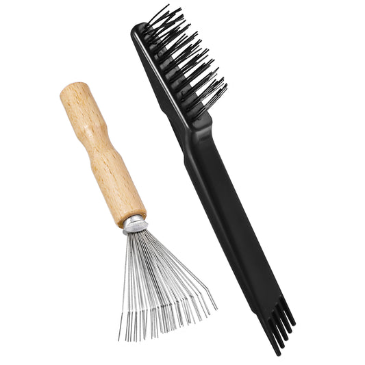 2 Pcs Hair Brush Cleaner Tool Rake Design Mini Comb Cleaner Rake Durable Metal Wires Ergonomic Wooden Handle Comb Cleaning Brush Comb Cleaner Brush Hair Brush Remover Rake For Home And Salon Use