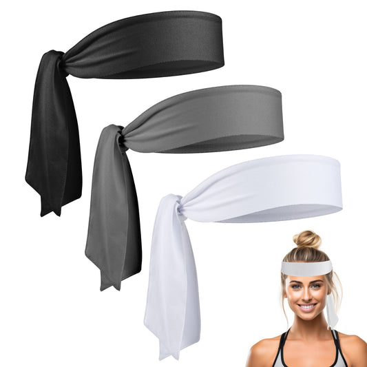 Ymapinc 3pcs Sport Headbands for Men Women, Elastic Breathable Workout Head band, Sweat Bands for Cycling Running Yoga Hiking Basketball Tennis Gymnastics Fitness, Black White Dark Grey
