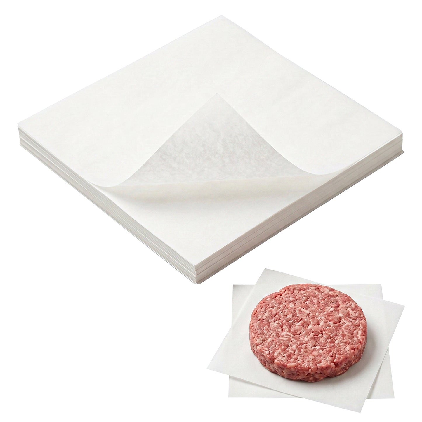 Matwsec 200 Pcs Unbleached Parchment Paper Sheets 6x6 Inch Baking Paper Sheets White Burger Patty Paper Non-Stick & Greaseproof Square Wax Paper Sheets for Cookies Wrapping Candies & Food Separation