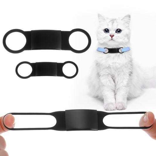 2 PCS Slide on Dog Tag Band Silicone Slide on Pet Tags Personalized Silicone Elastic Holder Dog Tags Flat Rubber Band Replacement for Puppy Kitten Small Dogs Cat Name Id Silent Noiseless Attachement