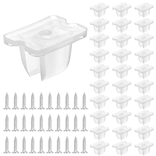 30 Pcs LED Strip Light Clips with Screws Waterproof Mounting Holder LED Neon Rope Clips Holder Mounting Bracket Support Fixing Clamps for Neon Strip Lighting, Translucent