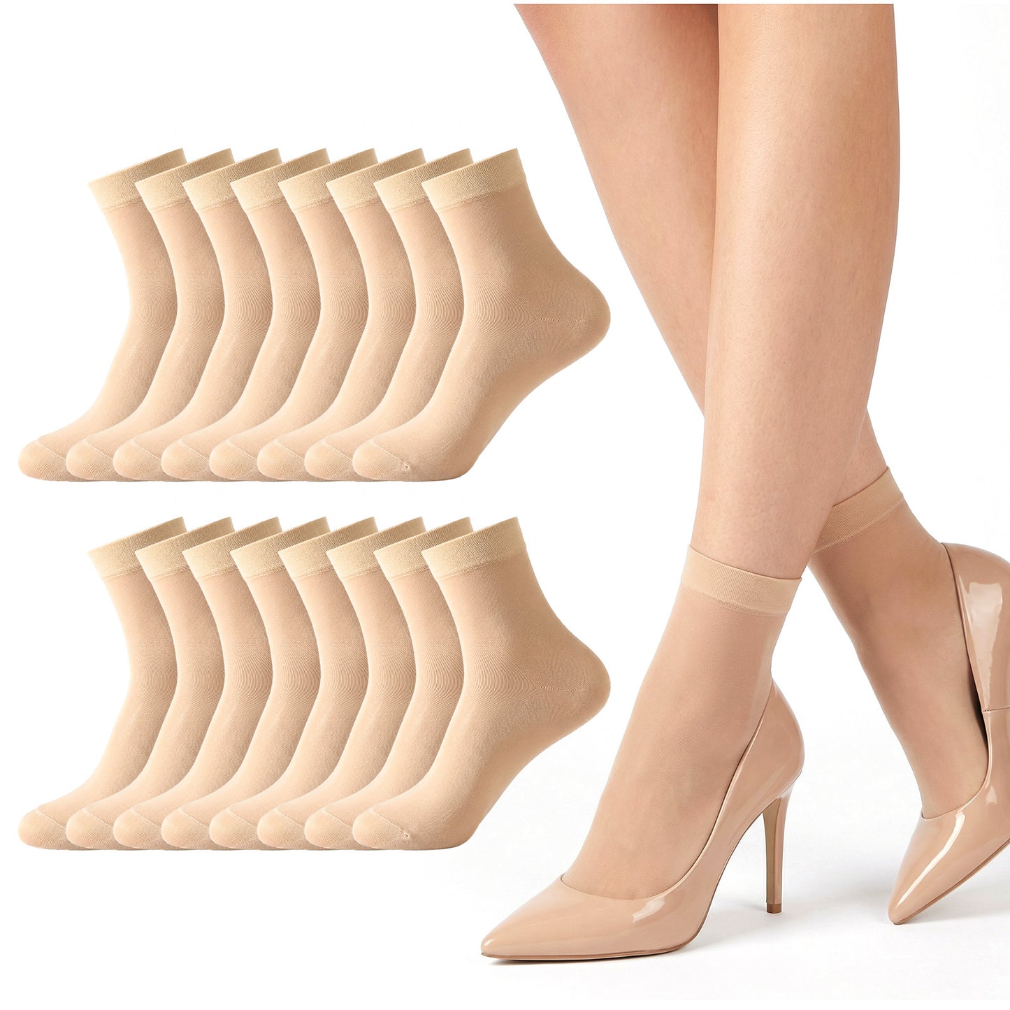 Tyqour 9 Pairs Sheer Socks Women Nylon Socks, Thin Ankle Socks for Women, Nude Dress Socks, Panty Hose Socks