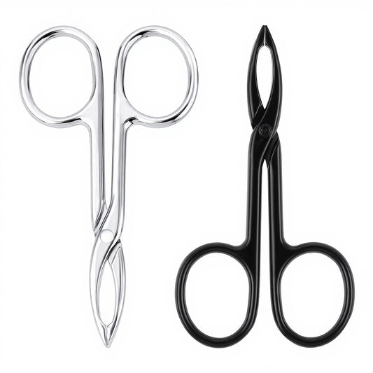 2 Pieces Scissor Tweezers for Eyebrows Tweezers Scissor Handle Straight Tip Scissors Shaped Eyebrows Tweezer for Hair Plucker Remover Facial Hair Eyebrow Care Women Men (Silver and Black)
