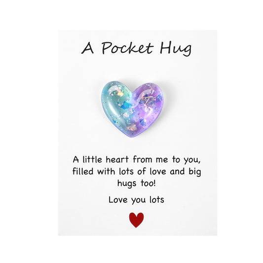 Ymapinc Pocket Hug Gift with Positive Affirmation Cards, Heart Gifts for Women, Good Luck/Miss You/Thinking of You Cards, Keepsake/Appreciation Gifts for Friends (Blue Purple)