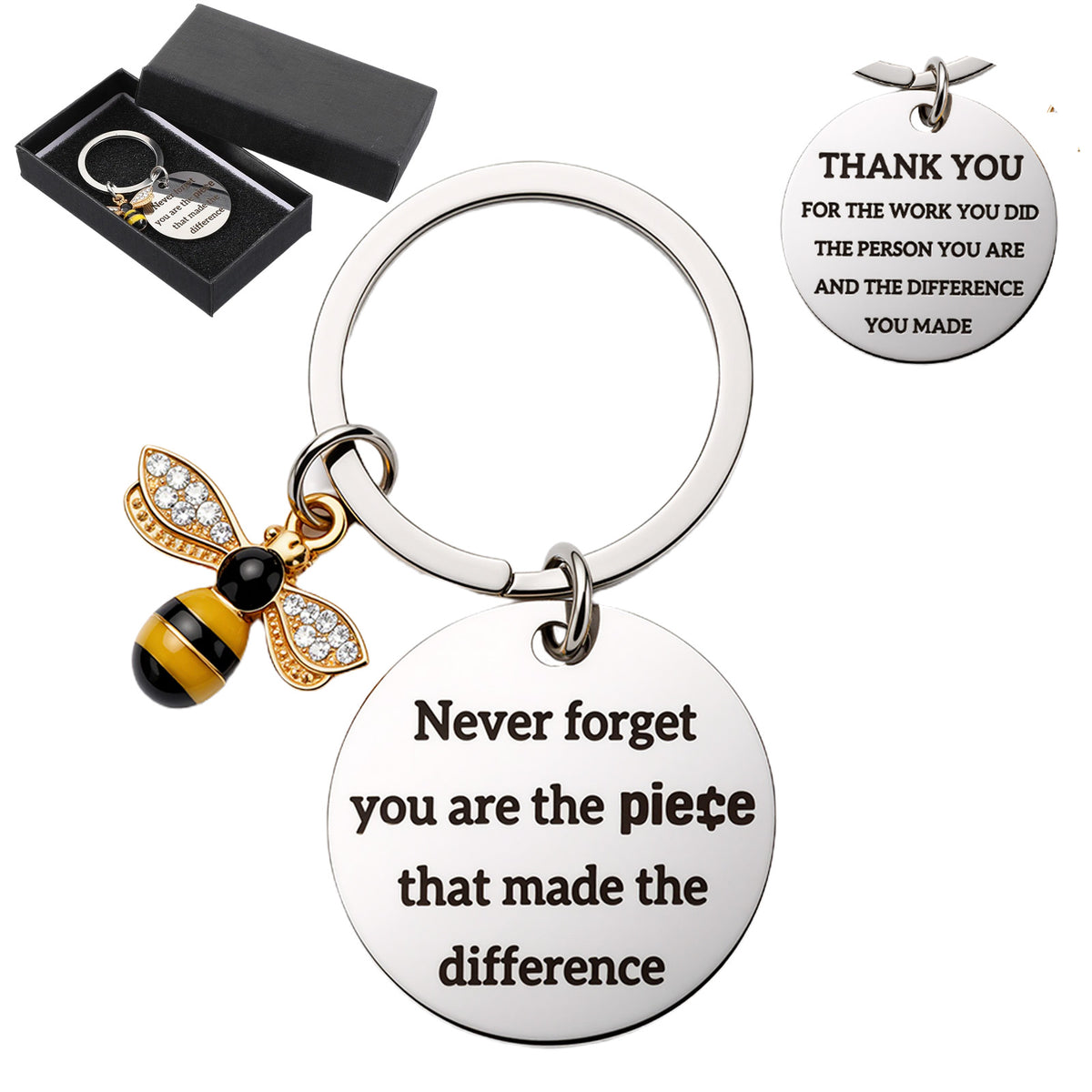 Matwsec Thank You Teacher Gifts Bee Keyring for Women Bee Thank You Gift