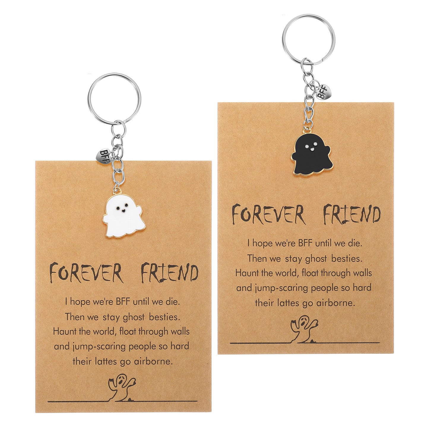 Tyqour 2pcs Best Friend Birthday Gifts for Women Funny Halloween Keyring Bestfriend Birthday Gifts for Women Bff Bestie Long Distance Friendship Best Friend Graduation Leaving Going Away Goodbye