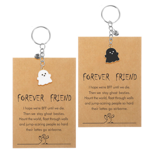 Tyqour 2pcs Best Friend Birthday Gifts for Women Funny Halloween Keyring Bestfriend Birthday Gifts for Women Bff Bestie Long Distance Friendship Best Friend Graduation Leaving Going Away Goodbye