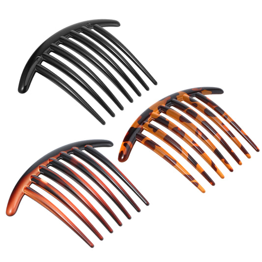 Ymapinc 3PCS French Hair Comb,7 Tooth Hair Combs Slides for Women,Plastic French Twist Comb for Tidying up Stray Hairs, Elegant Buns, Hairpin Accessories,Tortoiseshell Color with Leopard Print