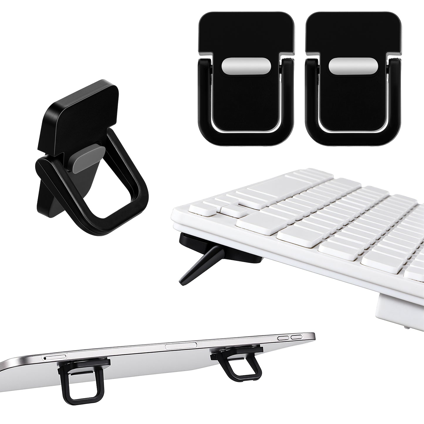 Sorcristy 2 PCS Keyboard Riser, Adjustable Black Laptop Stand Portable Mini Keyboard Stand Self-Adhesive Foldable Feet Keyboards Lift for Most Keyboards