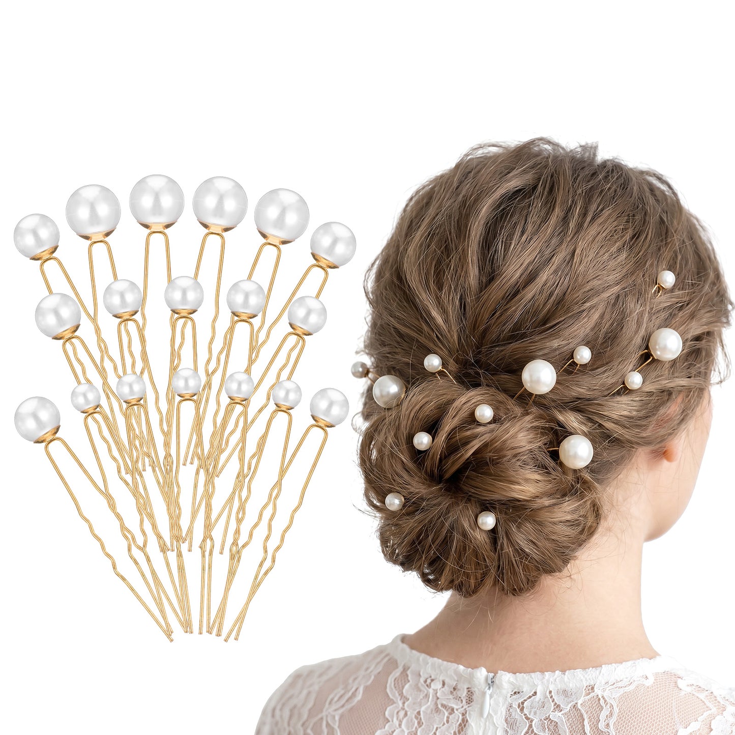 Matwsec 36 Pcs Pearl Bobby Pins, Wedding Hair Pins for Brides & Bridesmaids, U Shape Gold Pearl Hair Accessories, Secure Hold for Updos & Hairstyles