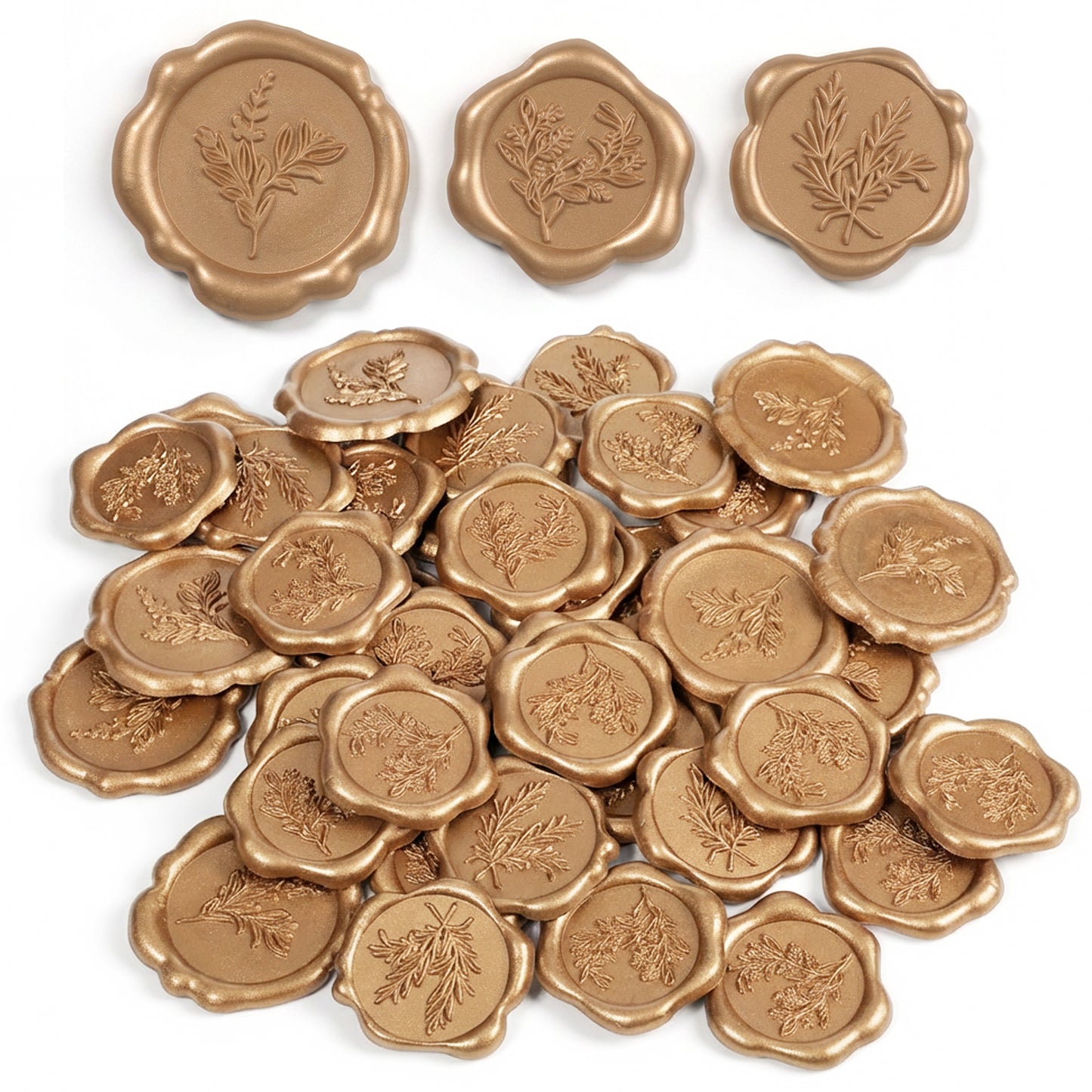 Ymapinc 30PCS Wax Seal Stickers - Gold Classic Floral Bouquet Wax Seal Stickers, Vintage Self Adhesive Wedding Invitation Envelope Seals Sticker for Gift Wrapping Scrapbooking