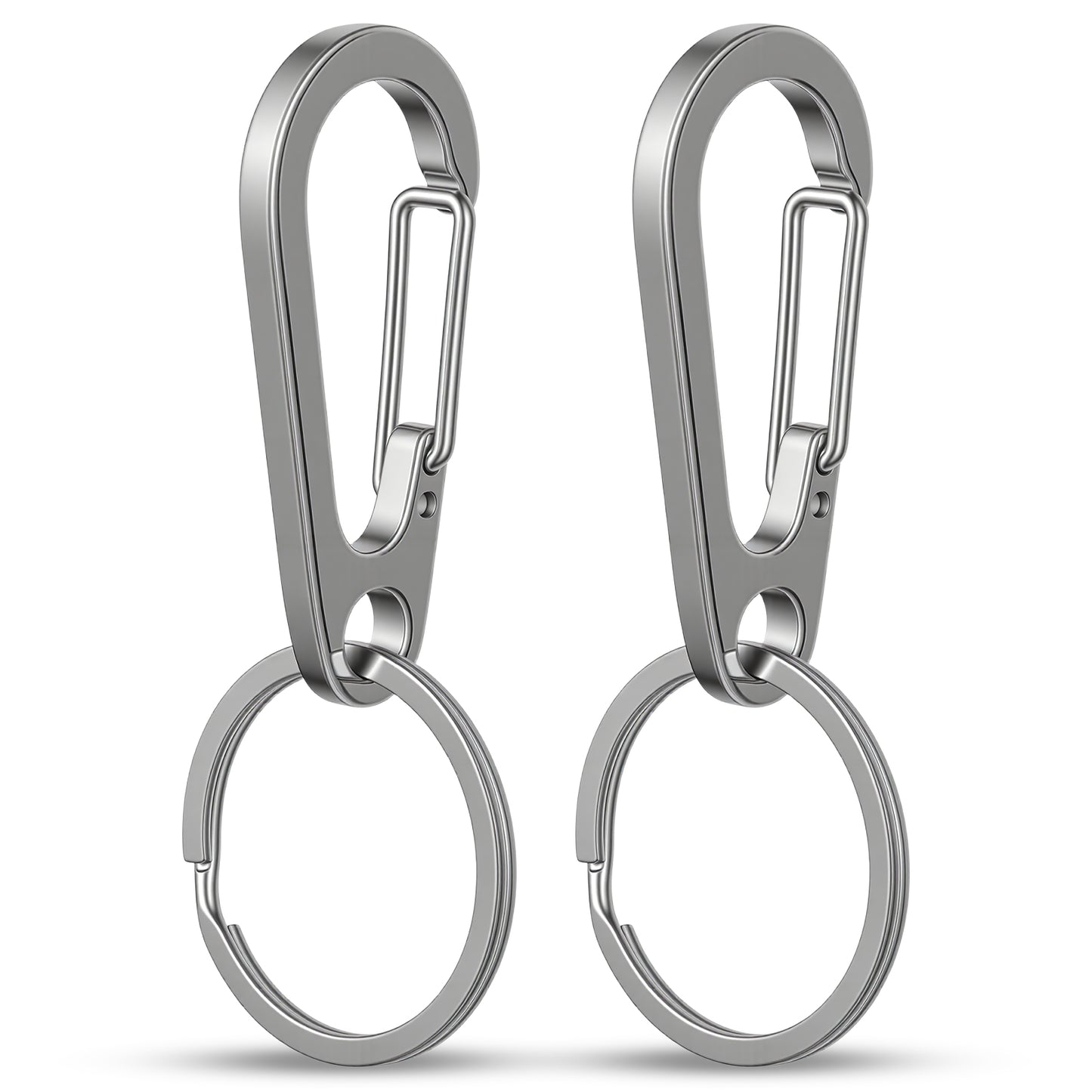 Nogeqi 2 Pack Stainless Steel Carabiner Keychain Clips with Key Rings
