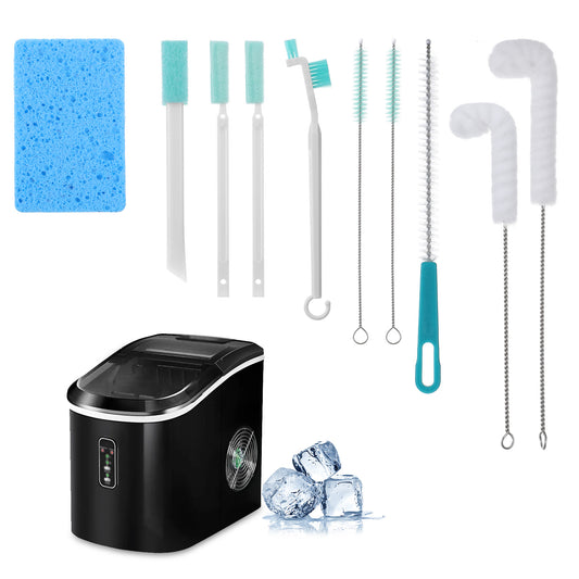 10Pcs Ice Maker Cleaner Brush Sets, Dry Ice Machine Cleaner Tools Accessories Kits with Nylon Crevice Cleaning Bristles Brush and Cleaning Scrub Sponge for Maintenance and Clean